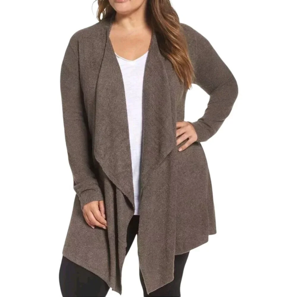Barefoot Dreams Cozy Chic Calypso Women's Cardigan Sweater Mocha Brown S/M